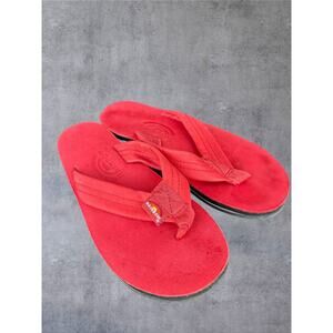 Rainbow Sandals Women Red Double Layer Premier Leather Platform Flip Flops Small